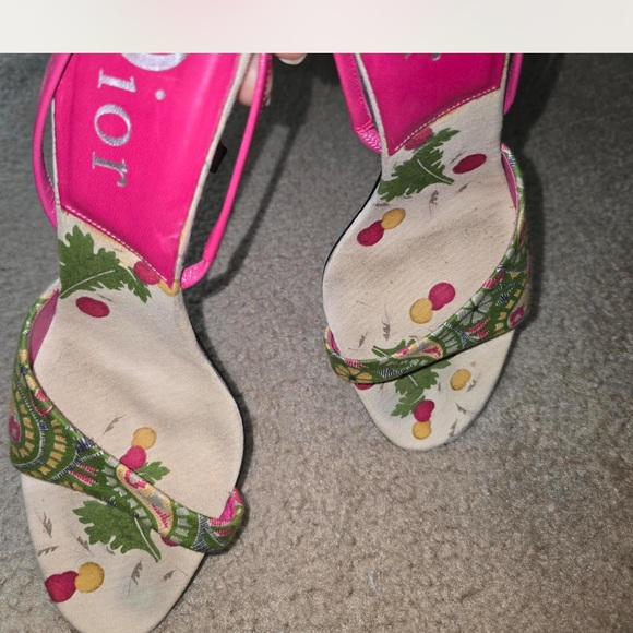 Dior Pink and Cream Heeled Sandals - Picture 5 of 8